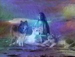 Wolves And Native American Girl