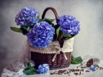 Basket of Blue Flowers