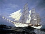 Big White Sailboat with Three Masts