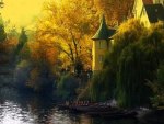 Cottage on Lake During Autumn