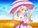 graceful anime girl and umbrella