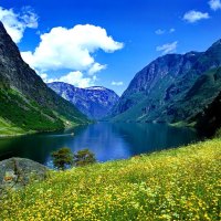 Blue river and mountain