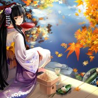 Geisha at Autumn Lake