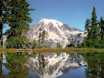 mt. rainier reflected in tahomas lake