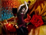 red roses and charm of women
