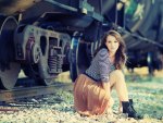 Girl near train