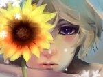 Anime face and sunflower