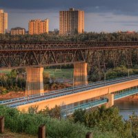 set of bridges in edmonton canada hdr