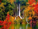 Colorful waterfall in fall