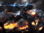 mechs in battle