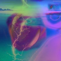 lightning at the colorful beach