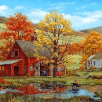 Mountain village in autumn