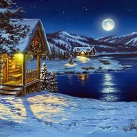 Winter moon reflection