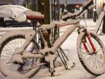 snow decked bicycle