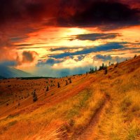 Mountain slope in autumn