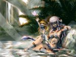 Anime, forest, girl, water
