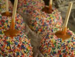 Toffee apples with hundreds and thousands.
