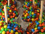 Toffee apples with m&ms