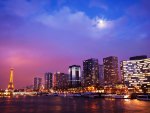 Paris View from Seines River at Twilight