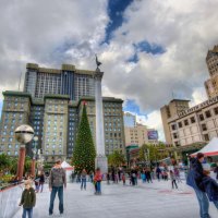 christmas in union square san francisco hdr