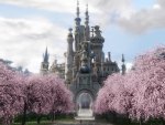 Castle and Landscape of Sakura Trees