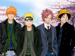 Ichigo, Naruto, Natsu, Luffy