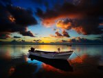 Small Boat on a Lake at Sunrise HDR