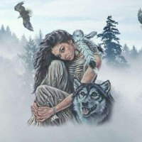 Indian Woman with Brother Wolf