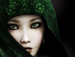 mysterious girl,cute,emerald eyes