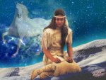 Native American Girl with Spirit in the Sky