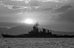 Battleship at sunset