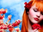 Redhead With Flowers