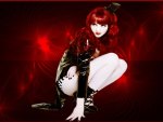 Gothic Redhead With Fractal Background