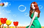 Redhead In The Tulips