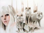 Girl And Her Wolves