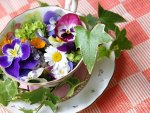 Spring flowers in a  cup
