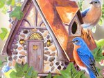 Pretty Birds Birdhouse Painting