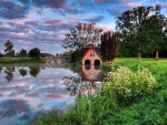 Brick cottage beside the lake
