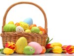 Easter eggs in a wicker basket