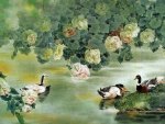 Painted Flowers and Ducks