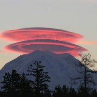 PINK CLOUDS OVER MOUNTAIN