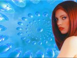 Redhead Blue Background