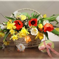 Basket of Spring Flowers