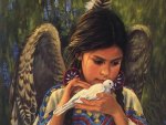 Native Angel Child with Peace Dove