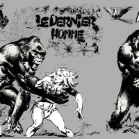 Rahan fighting a gorilla