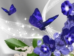 BLUE FLOWERS & BUTTERFLIES