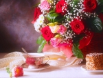 Tea time  and beautiful roses