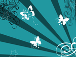 Teal green with butterflies