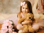 LITTLE GIRL AND HER TEDDY