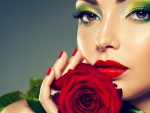*** Beauty with red rose ***